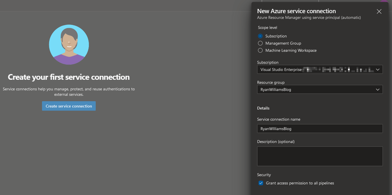 Create service connection}