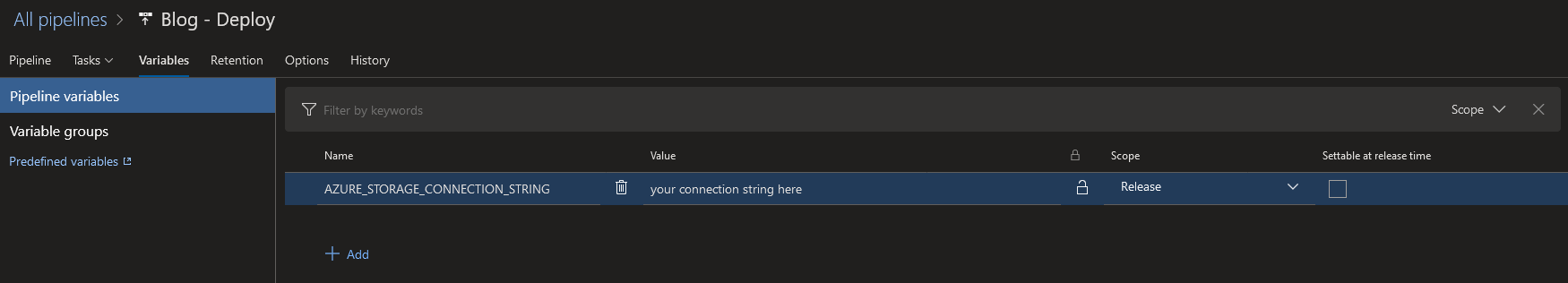 Create service connection}