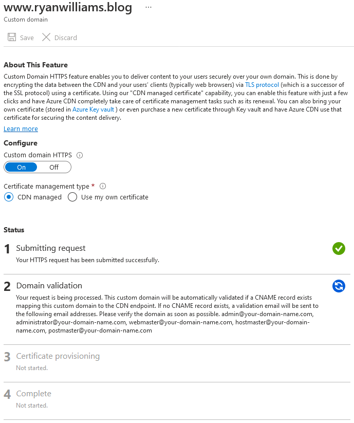 CDN endpoint custom domain HTTPS}