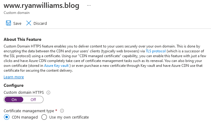 CDN endpoint custom domain HTTPS}