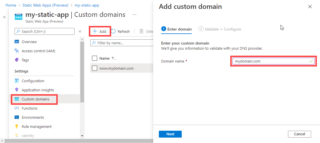Custom domain name (root)
